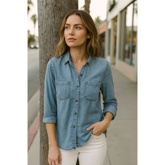 Rails Tops - Rails Blue Star Button Up Shirt Top  Women's Size XS